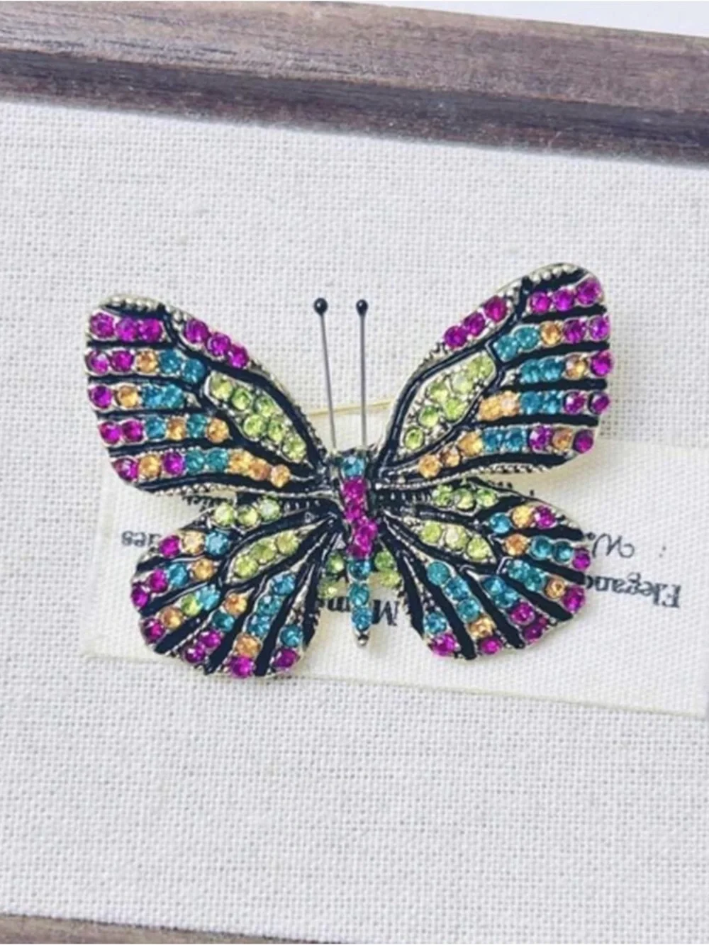 Multicolor Jeweled Butterfly Pin Brooch